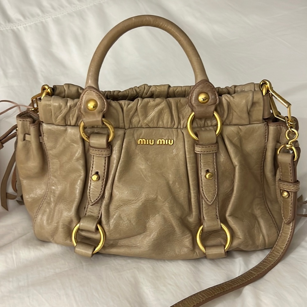 Miu Miu Soft Blush Colored Vitello Leather Handbag